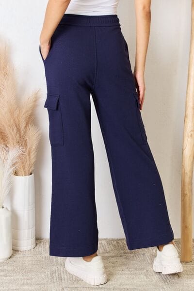 Dark Slate Gray RISEN Drawstring Relaxed Cargo Wide Leg Pants