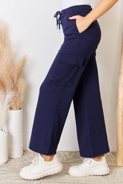 Dark Slate Gray RISEN Drawstring Relaxed Cargo Wide Leg Pants