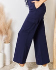 Dark Slate Gray RISEN Drawstring Relaxed Cargo Wide Leg Pants