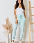 Light Gray RISEN Full Size Drawstring Ultra Soft Knit Jogger