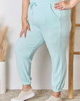 Light Gray RISEN Full Size Drawstring Ultra Soft Knit Jogger