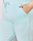 Light Gray RISEN Full Size Drawstring Ultra Soft Knit Jogger