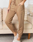 Tan RISEN High Rise Relaxed Joggers