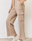 Light Gray RISEN High Waist Cargo Wide Leg Pants