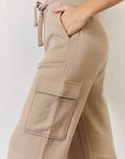 Rosy Brown RISEN High Waist Cargo Wide Leg Pants