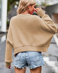 Rosy Brown Round Neck Drop Shoulder Long Sleeve Sweater