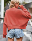 Rosy Brown Round Neck Drop Shoulder Long Sleeve Sweater