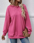 Pale Violet Red Round Neck Drop Shoulder Long Sleeve Sweatshirt