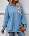 Light Slate Gray Round Neck Drop Shoulder Long Sleeve Sweatshirt