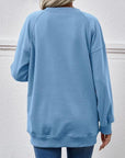 Cadet Blue Round Neck Drop Shoulder Long Sleeve Sweatshirt