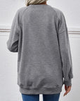 Slate Gray Round Neck Drop Shoulder Long Sleeve Sweatshirt