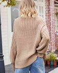 Gray Round Neck Dropped Shoulder Sweater