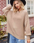 Dark Gray Round Neck Dropped Shoulder Sweater