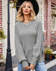 Dark Gray Round Neck Dropped Shoulder Sweater