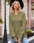 Dim Gray Round Neck Dropped Shoulder Sweater