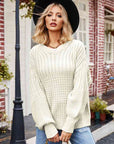 Light Gray Round Neck Dropped Shoulder Sweater