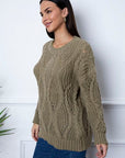 Light Gray Round Neck Dropped Shoulder Sweater