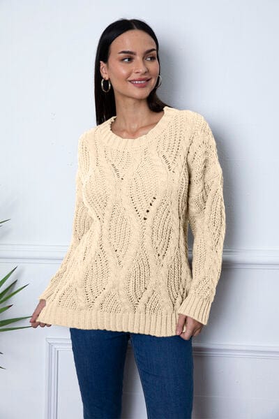 Light Gray Round Neck Dropped Shoulder Sweater