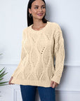 Light Gray Round Neck Dropped Shoulder Sweater