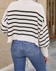 Gray Round Neck Dropped Shoulder Sweater