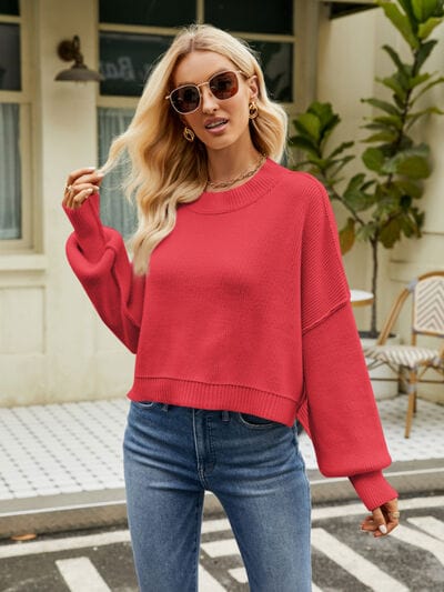 Sienna Round Neck Lantern Sleeve Sweater