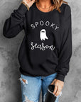 Dark Slate Gray Round Neck Long Sleeve SPOOKY SEASON Graphic Sweatshirt