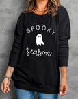 Black Round Neck Long Sleeve SPOOKY SEASON Graphic Sweatshirt