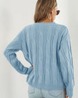 Light Gray Round Neck Long Sleeve Sweater