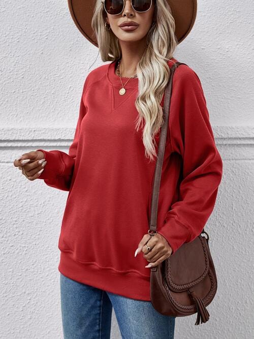 Gray Round Neck Long Sleeve Sweatshirt