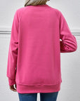 Pale Violet Red Round Neck Long Sleeve Sweatshirt