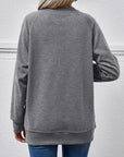 Dim Gray Round Neck Long Sleeve Sweatshirt