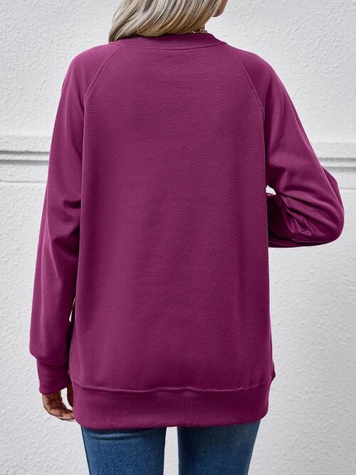 Brown Round Neck Long Sleeve Sweatshirt