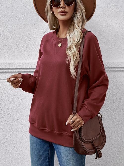 Gray Round Neck Long Sleeve Sweatshirt