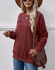 Gray Round Neck Long Sleeve Sweatshirt