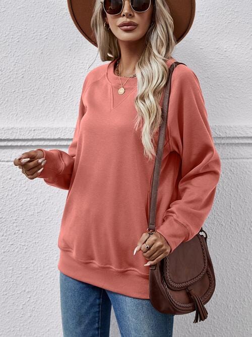 Gray Round Neck Long Sleeve Sweatshirt