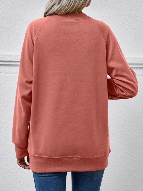 Maroon Round Neck Long Sleeve Sweatshirt