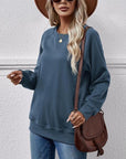 Dark Slate Gray Round Neck Long Sleeve Sweatshirt