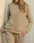 Rosy Brown Round Neck Long Sleeve Sweatshirt