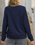 Dark Gray Round Neck Long Sleeve Sweatshirt