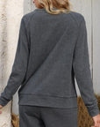 Dark Slate Gray Round Neck Long Sleeve Sweatshirt