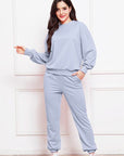 Lavender Round Neck Long Sleeve Sweatshirt and Pants Set