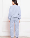 Lavender Round Neck Long Sleeve Sweatshirt and Pants Set