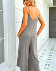 Light Gray Round Neck Pocketed Sleeveless Jumpsuit