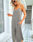 Light Gray Round Neck Pocketed Sleeveless Jumpsuit