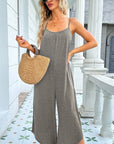 Light Gray Round Neck Pocketed Sleeveless Jumpsuit