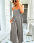 Light Gray Round Neck Pocketed Sleeveless Jumpsuit