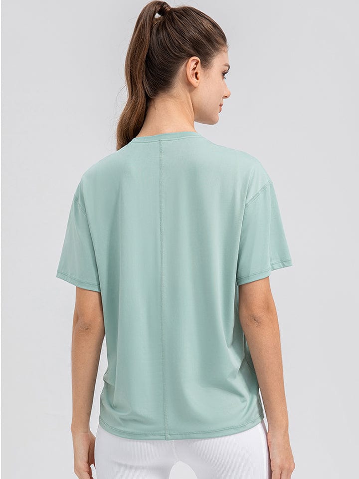 Light Gray Round Neck Short Sleeve Active Top