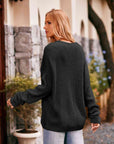 Dark Slate Gray Round Neck Sweater with Pocket