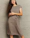 Rosy Brown Round Neck Tie Waist Dress