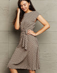 Rosy Brown Round Neck Tie Waist Dress